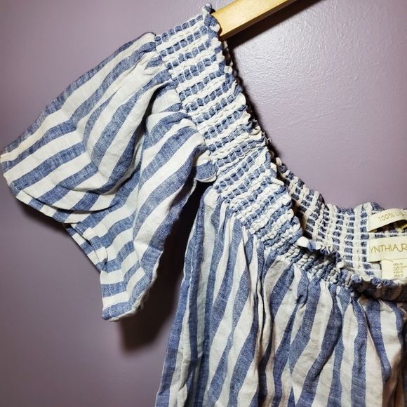 Cynthia Rowley Off the Shoulder 100% Linen Dress Size Small - Picture 5 of 7